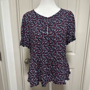 Madewell Black Floral Blouse